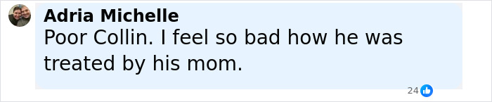 Facebook comment from Adria Michelle expressing sympathy for Kate and Jon Gosselin&rsquo;s son Collin being treated poorly by his mom.