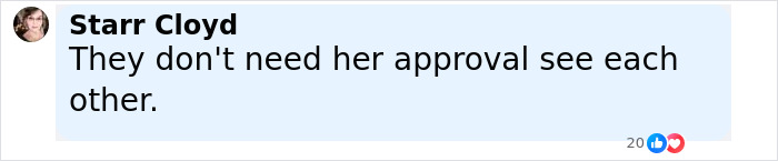 Comment by Starr Cloyd on social media, expressing opinion about approval and seeing each other.