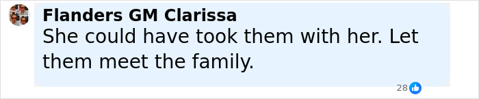 Screenshot of a Facebook comment by Flanders GM Clarissa about meeting the family in an online discussion. Screenshot of a Facebook comment by Flanders GM Clarissa about meeting the family in an online discussion.