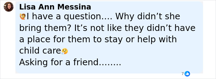Comment by Lisa Ann Messina questioning why Meghan Markle didn’t bring family during Queen Elizabeth’s passing. Comment by Lisa Ann Messina questioning why Meghan Markle didn’t bring family during Queen Elizabeth’s passing.