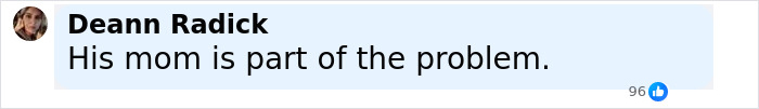 Comment by Deann Radick saying his mom is part of the problem, related to Minneapolis massacre culprit manifesto and photos.