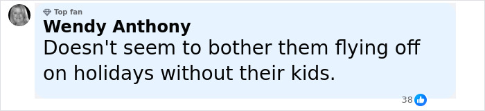 Text comment by Wendy Anthony expressing opinion on parents flying off on holidays without their kids, related to Meghan Markle and Queen Elizabeth’s passing. Text comment by Wendy Anthony expressing opinion on parents flying off on holidays without their kids, related to Meghan Markle and Queen Elizabeth’s passing.
