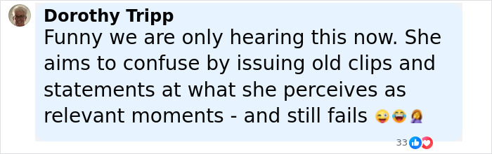 Comment by Dorothy Tripp reacting to Meghan Markle's emotional confession about Queen Elizabeth’s passing, expressing skepticism. Comment by Dorothy Tripp reacting to Meghan Markle's emotional confession about Queen Elizabeth’s passing, expressing skepticism.