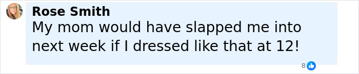 Comment by Rose Smith expressing disapproval of a 12-year-old wearing a corset, related to Kim Kardashian controversy.
