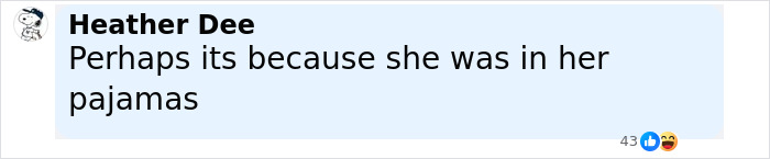 Comment by Heather Dee saying perhaps its because she was in her pajamas, reacting to Jennifer Lopez Chanel store incident.