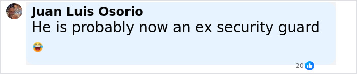 Comment by Juan Luis Osorio saying he is probably now an ex security guard, related to Jennifer Lopez getting revenge after Chanel store refusal.