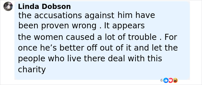 Comment by Linda Dobson discussing accusations related to Prince Harry and the Sentebale scandal investigation. - 28