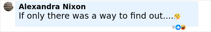 Comment by Alexandra Nixon expressing curiosity about finding out information, featuring a thinking face emoji.