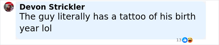 Comment by Devon Strickler discussing a tattoo of a birth year related to MGK claims about age and alien origin.