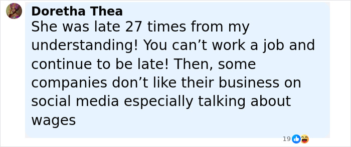 Screenshot of a comment discussing a Burger King employee who was fired after a viral 12-hour performance.