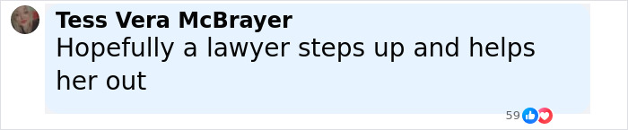 Comment on social media by Tess Vera McBrayer expressing hope for legal help for Burger King employee who was fired after viral performance.