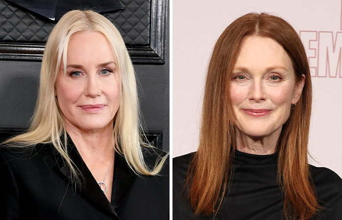 Two female celebrities born in the same year shown side by side highlighting the impact of plastic surgery.
