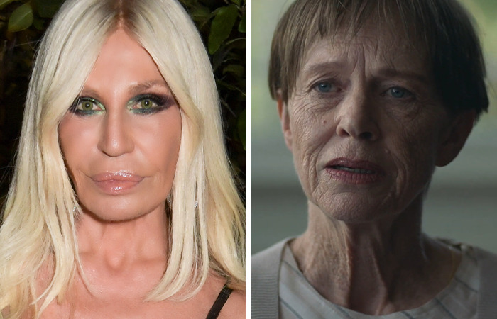 Side-by-side photos showing dramatic plastic surgery impact on female celebrities born in the same year.