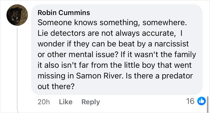 Comment discussing the accuracy of polygraph results in a case of two kids who disappeared without a trace.