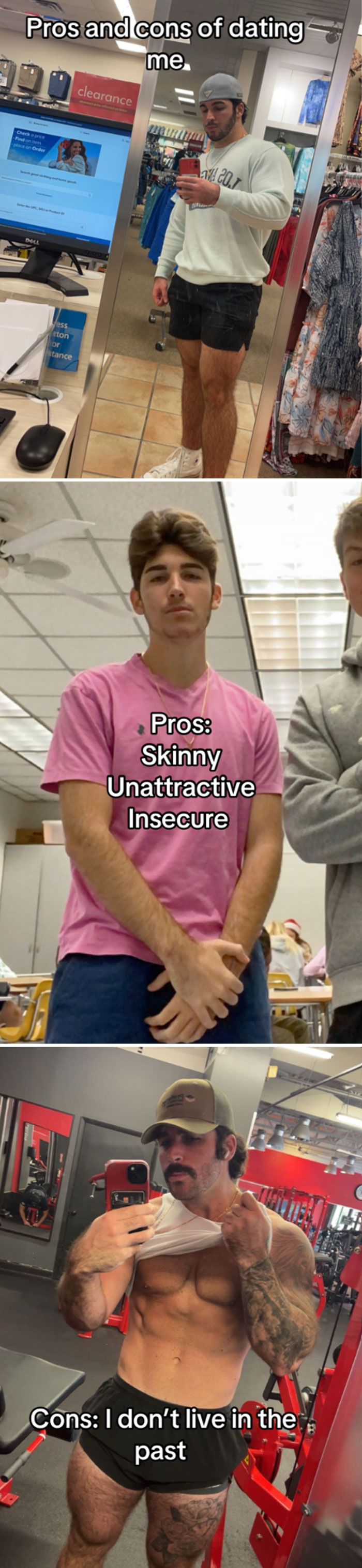 Comparison pics of people showing before and after changes in body image, confidence, and appearance transformation.