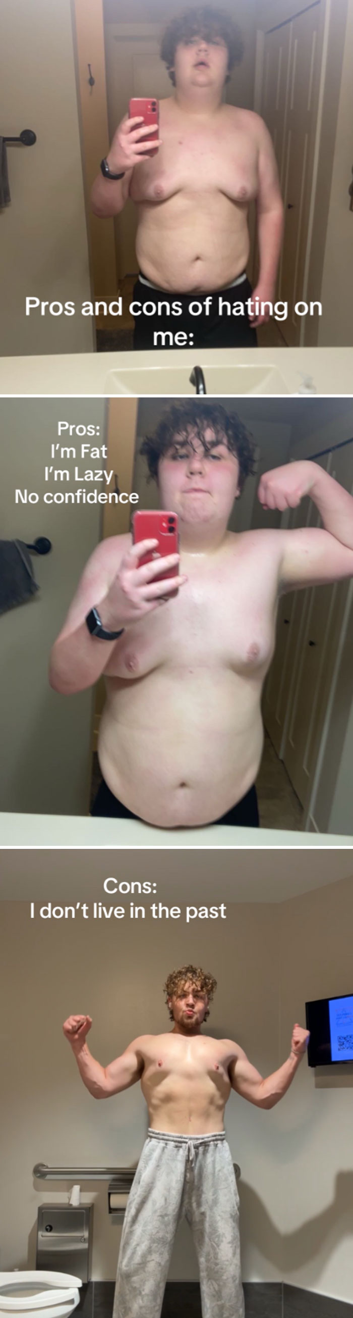 Comparison pics showing a person’s transformation before and after they decided they needed to change and improve themselves.