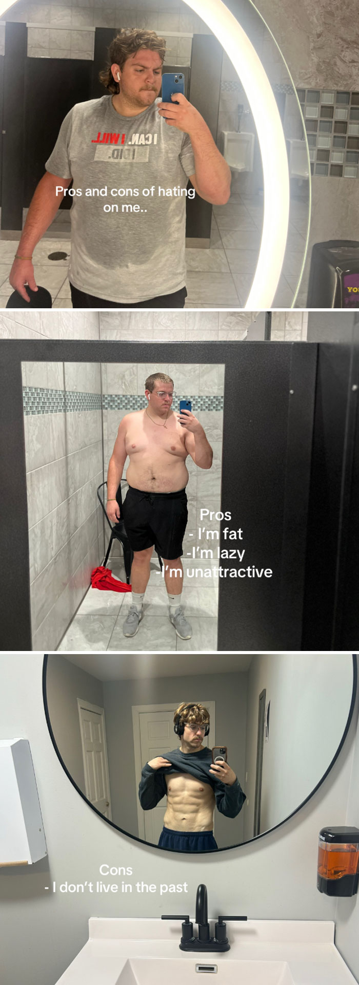 Comparison pics of a man before and after weight loss showing transformation in fitness and body change journey.