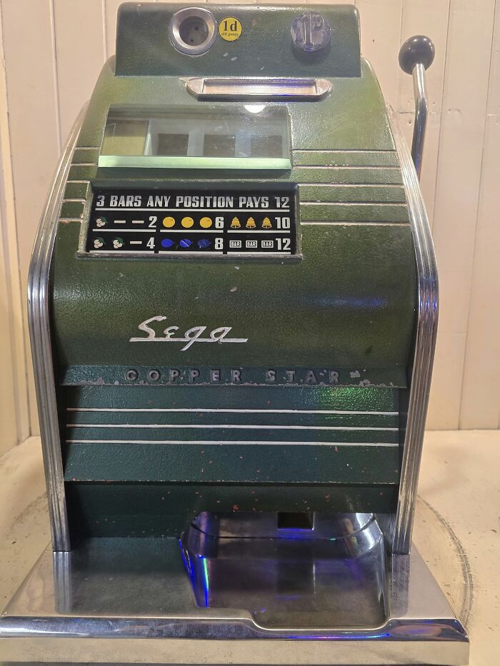 Vintage Sega slot machine with retro gaming design evoking nostalgia from the 80s, 90s, and 00s era.