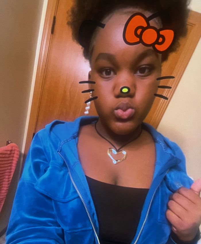 12-year-old patient selfie with cartoon overlay, related to hospital fires and nurse staff changes after incident.