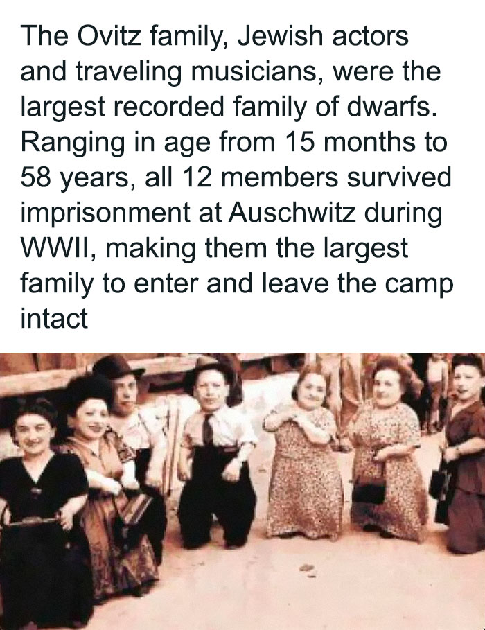 The Ovitz family of dwarfs, Jewish musicians, survived WWII Auschwitz imprisonment, a haunting creepy fact from history.