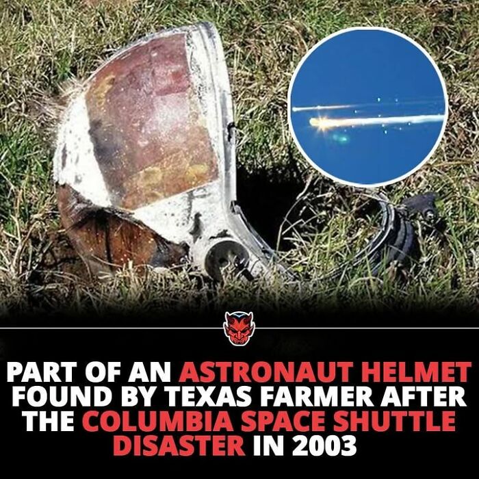 Fragment of an astronaut helmet found after the Columbia space shuttle disaster featured in creepy facts and pictures.