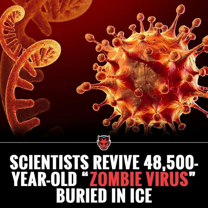 Microscopic view of a zombie virus revived from ancient ice, one of the random creepy facts to deprive somebody of sleep.