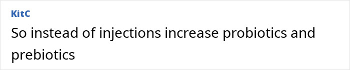 Text post by KitC suggesting to increase probiotics and prebiotics as a healthier rival to Ozempic with no side effects.