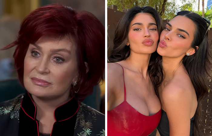 Left image shows a red-haired woman in a floral jacket, right image shows two young women posing for a selfie, celeb social media callouts.