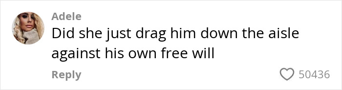 Comment by Adele questioning if the groom was forced during a Vegas wedding involving a bride&rsquo;s Elvis serenade.