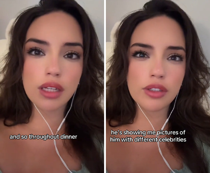 TikTok woman sharing a story about a horror date with a 43-year-old man revealing red flags during dinner. TikTok woman sharing a story about a horror date with a 43-year-old man revealing red flags during dinner.