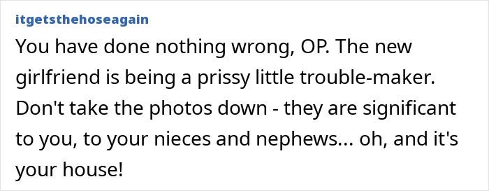 Commenter defends brother who swapped wife and kids for new flame, addressing drama over ex pics at sister&rsquo;s BBQ.