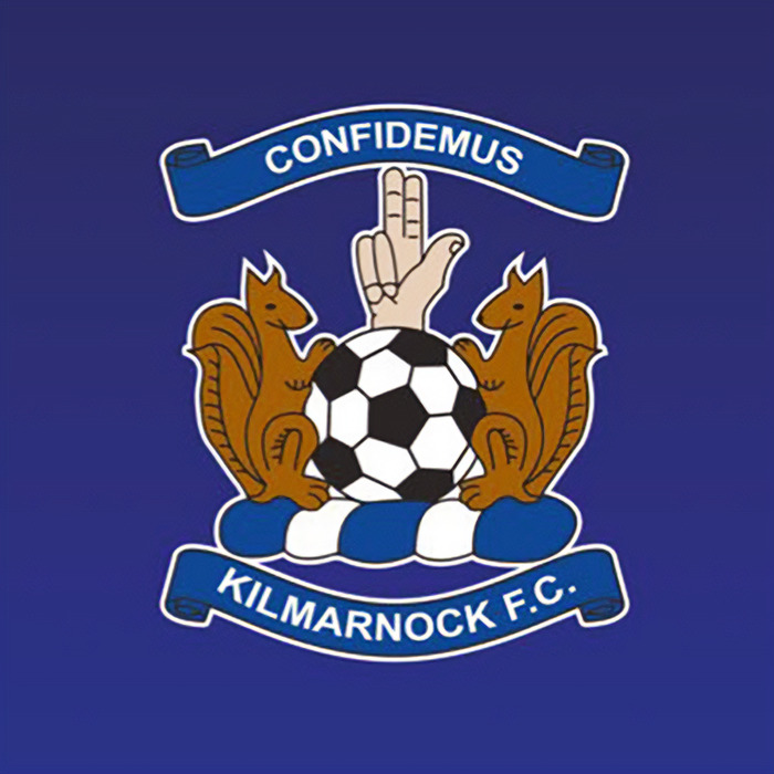 Kilmarnock FC logo featuring two squirrels and a soccer ball, related to soccer team signing announcement controversy.