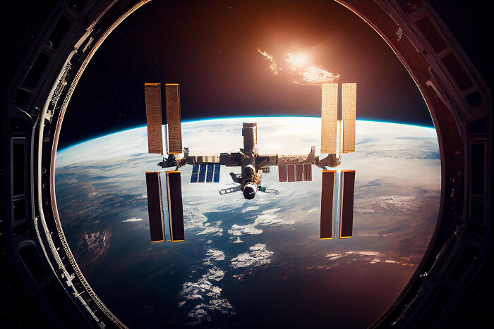 Space station orbiting Earth viewed through spacecraft window, illustrating how space is a lot scarier than we think.
