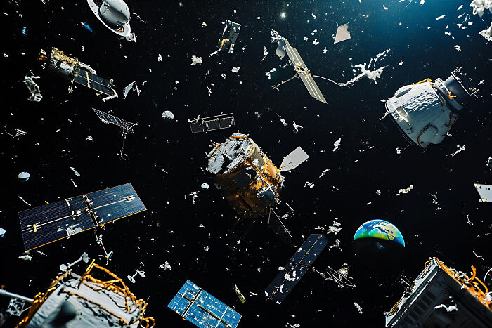 Space debris floating near Earth, illustrating why space is a lot scarier than we think with terrifying facts about dangers in orbit
