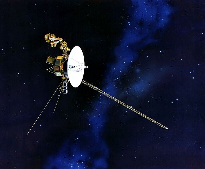 Voyager spacecraft traveling through deep space against a backdrop of stars showing how space is scarier than we think.