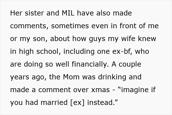 Text excerpt showing resentment as wife humiliates husband during an unwanted trip, revealing long-held family tensions.