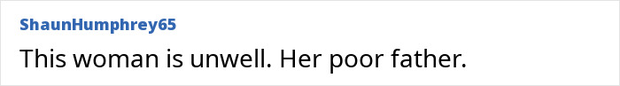 Screenshot of a comment by ShaunHumphrey65 expressing concern about a woman's health and her father.