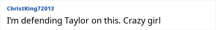 Screenshot of an online comment defending Taylor Swift amid controversy over Bonnie Blue's cheap comment about Travis Kelce.