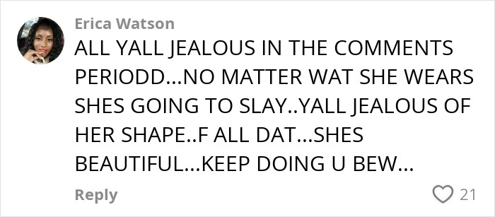 Comment praising a teacher for confidently showing off her curves in a viral back-to-school debate thread.