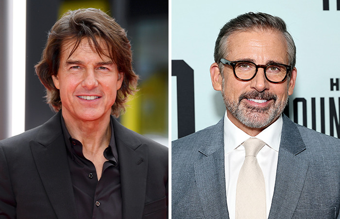 Side-by-side photos of two male celebrities born the same year illustrating the dramatic impact of plastic surgery.