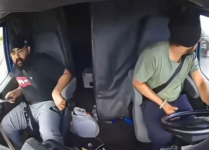 Truck driver making an illegal U-turn captured on dashcam, a critical moment leading to a deadly accident.