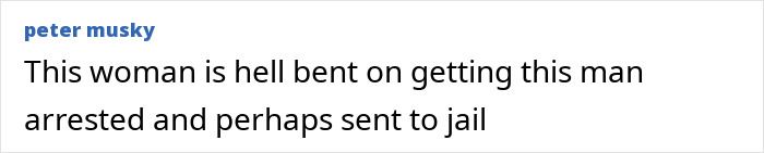 Screenshot of a social media comment about an unhinged Karen accusing a man walking his dog of harassment.