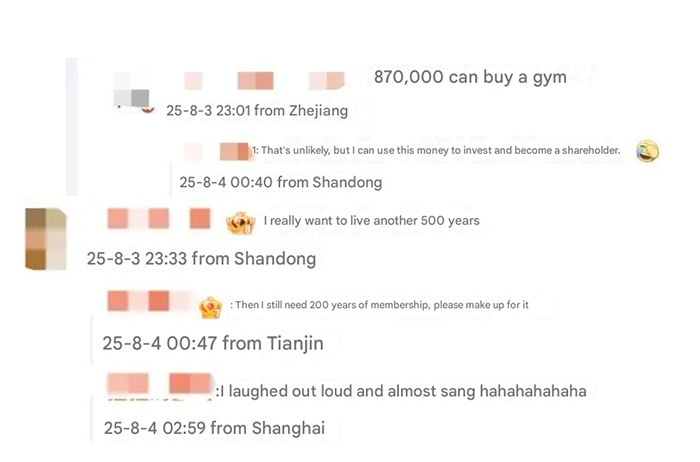 Screenshot of online comments discussing a man spending $120k on a gym membership and being ghosted by management. Screenshot of online comments discussing a man spending $120k on a gym membership and being ghosted by management.