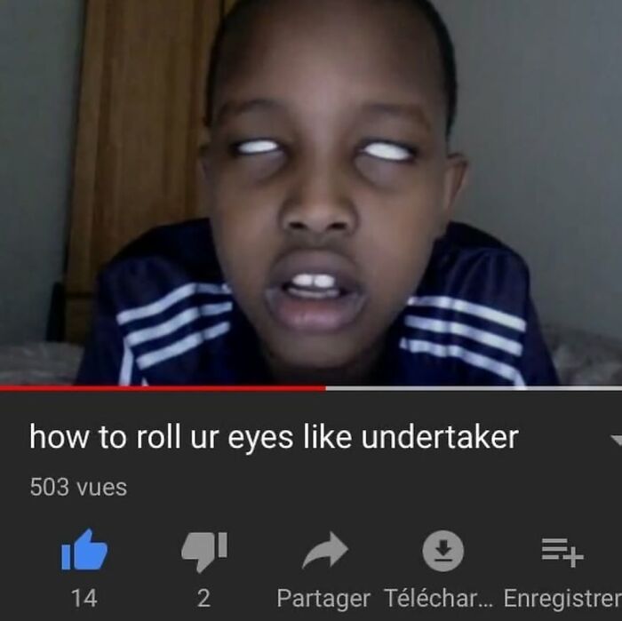 Young person with rolled-back eyes imitating cursed images shared on an Instagram page disturbing 200K fans daily.