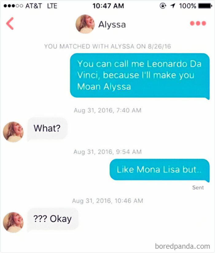 Text conversation showing a failed joke with someone missing the joke embarrassingly and becoming the joke themselves.