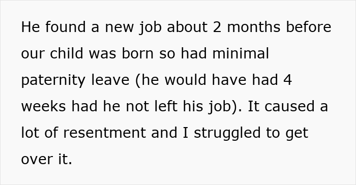 Text excerpt discussing husband facing discipline for inappropriate work comments causing resentment and relationship struggle.