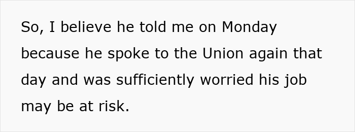 Text excerpt showing a wife worried after husband faces discipline again for inappropriate work comments at his job.