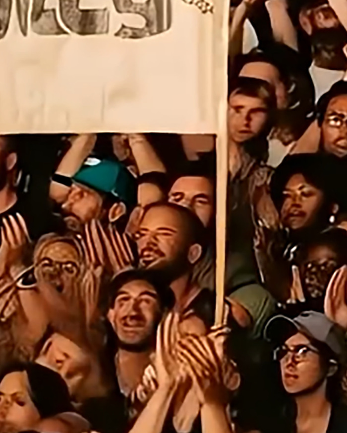 Crowd with many hands raised in the air, illustrating AI-faked crowds and Will Smith mockery concept. Crowd with many hands raised in the air, illustrating AI-faked crowds and Will Smith mockery concept.