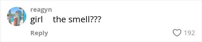 Comment saying girl the smell with 192 likes, discussing a woman accidentally leaving a tampon inside for a month.