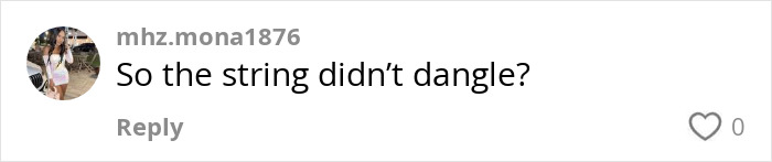 A social media comment asking if the tampon string was visible after being left inside for a month.